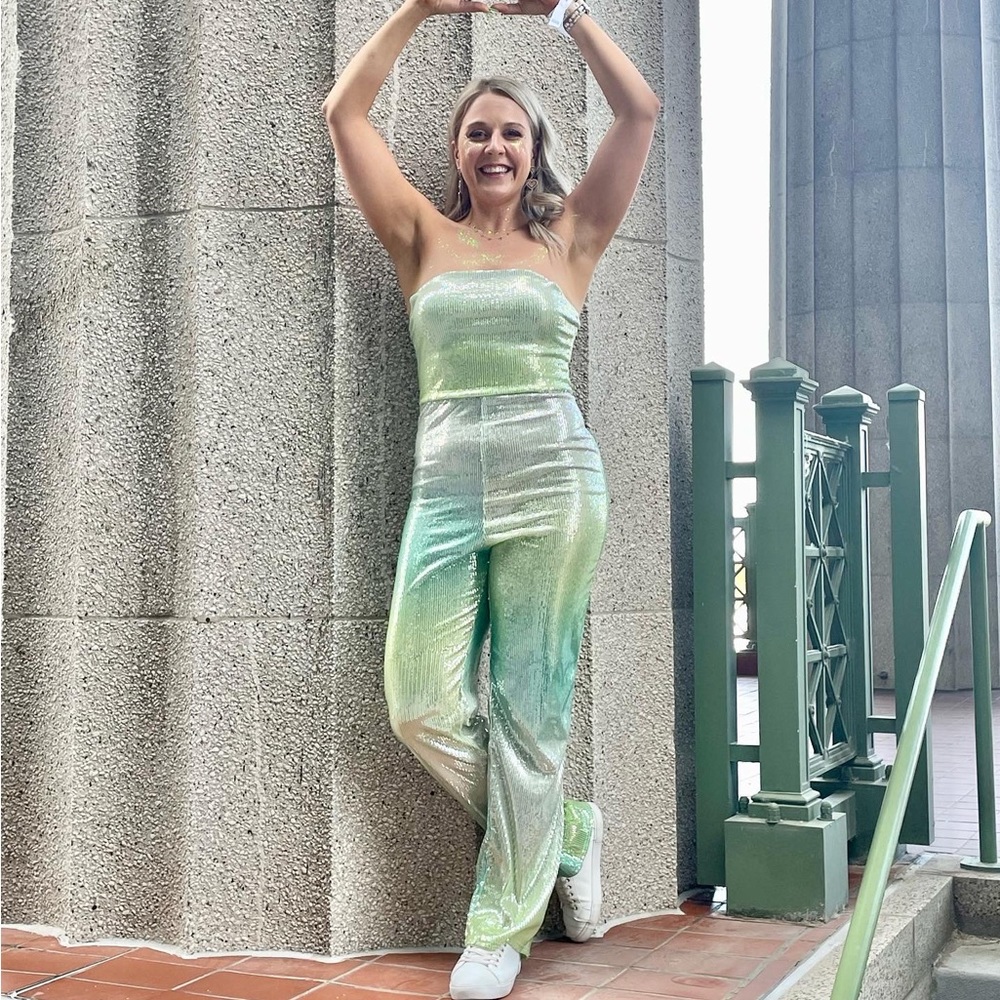 Sequin Green Blue Jumpsuit perfect for Taylor Swift Eras Tour (nastygal) size 8